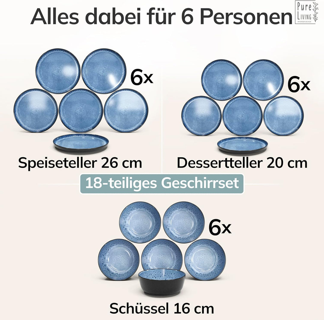 Steingut Geschirrset 6 Personen Ibiza 18-tlg. TEST SEHR GUT – Steingut Geschirr Set für Spülmaschine