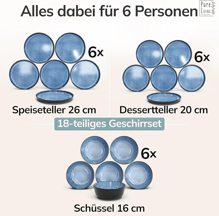 Steingut Geschirrset 6 Personen Ibiza 18-tlg. TEST SEHR GUT – Steingut Geschirr Set für Spülmaschine