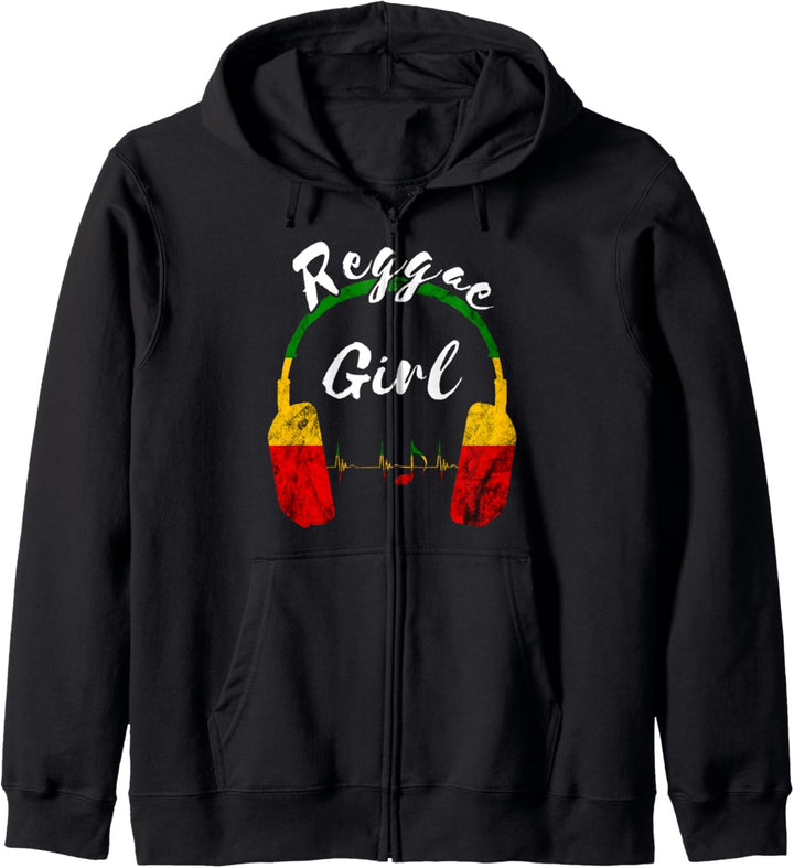 Reggae Mädels Kopfhörer Rastafari Roots Reggae Musik Kapuzenjacke