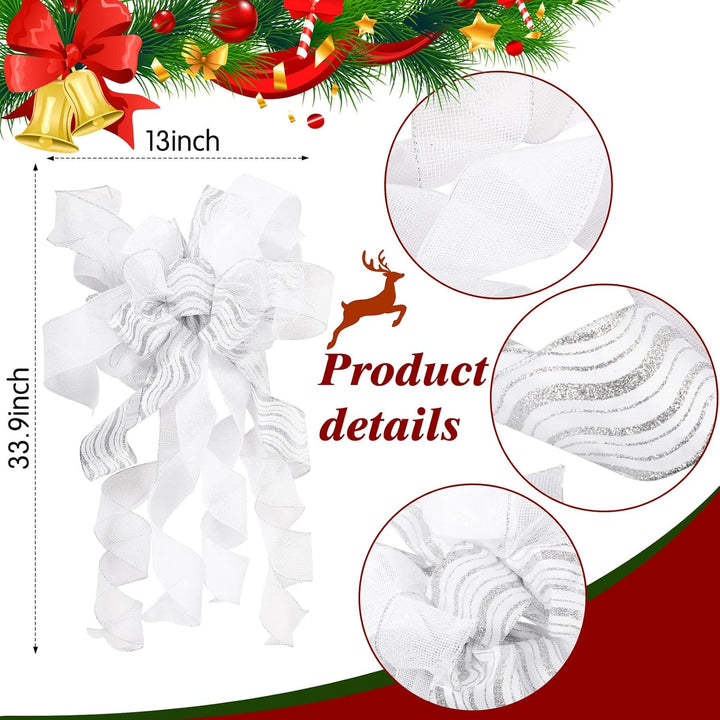 49 Stück Weihnachtsbaum Deko Set mit Weihnachtsbaumspitze 24 Stück Glitzer Weihnachten Blumen in 3 G