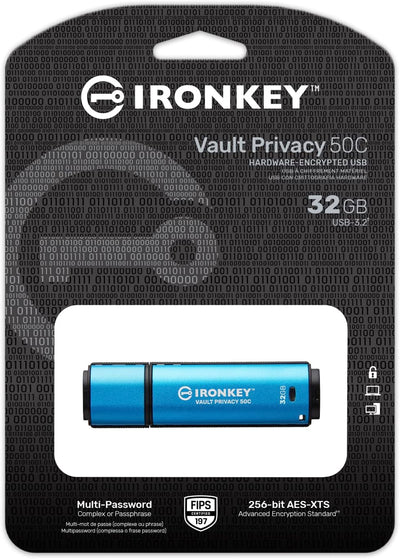 Kingston IronKey Vault Privacy 50 FIPS 197 Typ-C -zertifizierter und mit XTS-AES 256-Bit verschlüsse