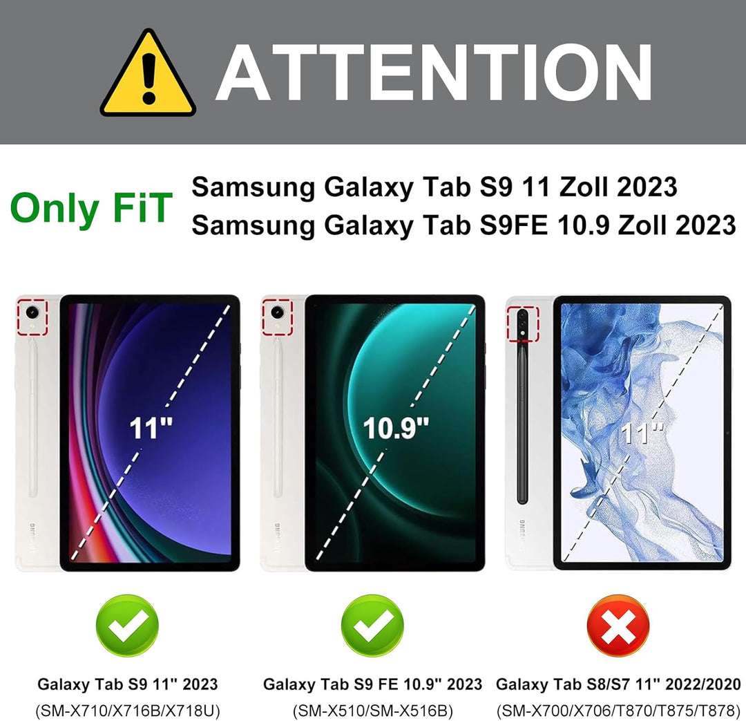 Samsung Galaxy Tab S9 FE Tastatur, Galaxy Tab S9 Hülle mit Tastatur, Samsung Tablet Tastatur für S9