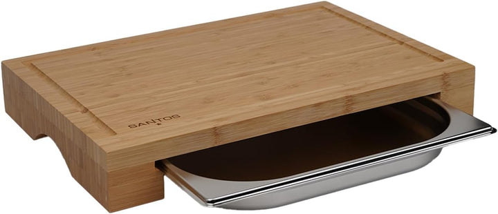 SANTOS Schneidebrett mit Auffangschale - 43x7x28cm - Eiche - formschön & vielseitig - reizvolle Opti