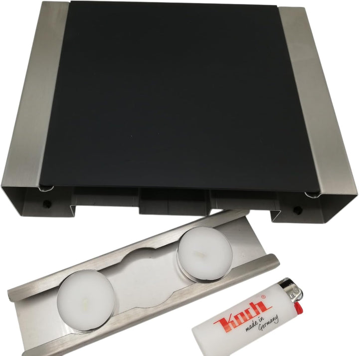 Koch #02 Edelstahl Rechaud mit flexiblem Teelichtauszug für 2 Teelichter - 1,9 KG - Hochwertiges Stö