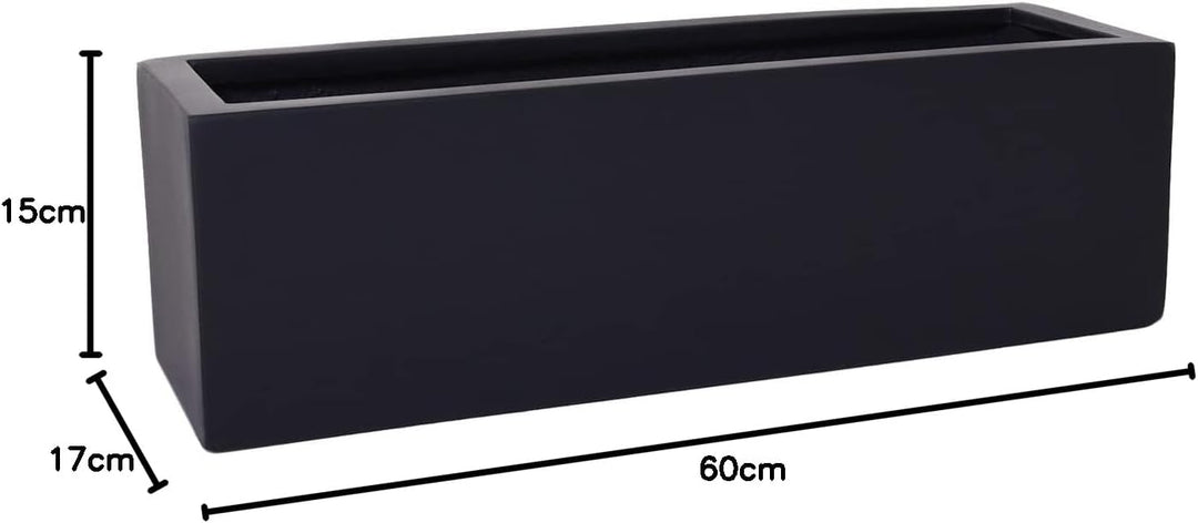 VIVANNO Blumenkasten Balkonkasten Pflanzkasten Fiberglas FLOBO anthrazit - 15x60x17 cm 15x60x17 Anth