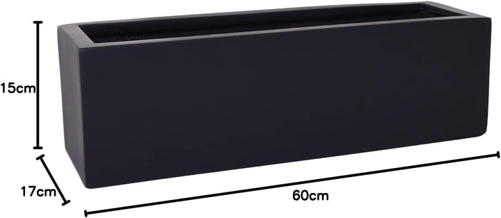 VIVANNO Blumenkasten Balkonkasten Pflanzkasten Fiberglas FLOBO anthrazit - 15x60x17 cm 15x60x17 Anth