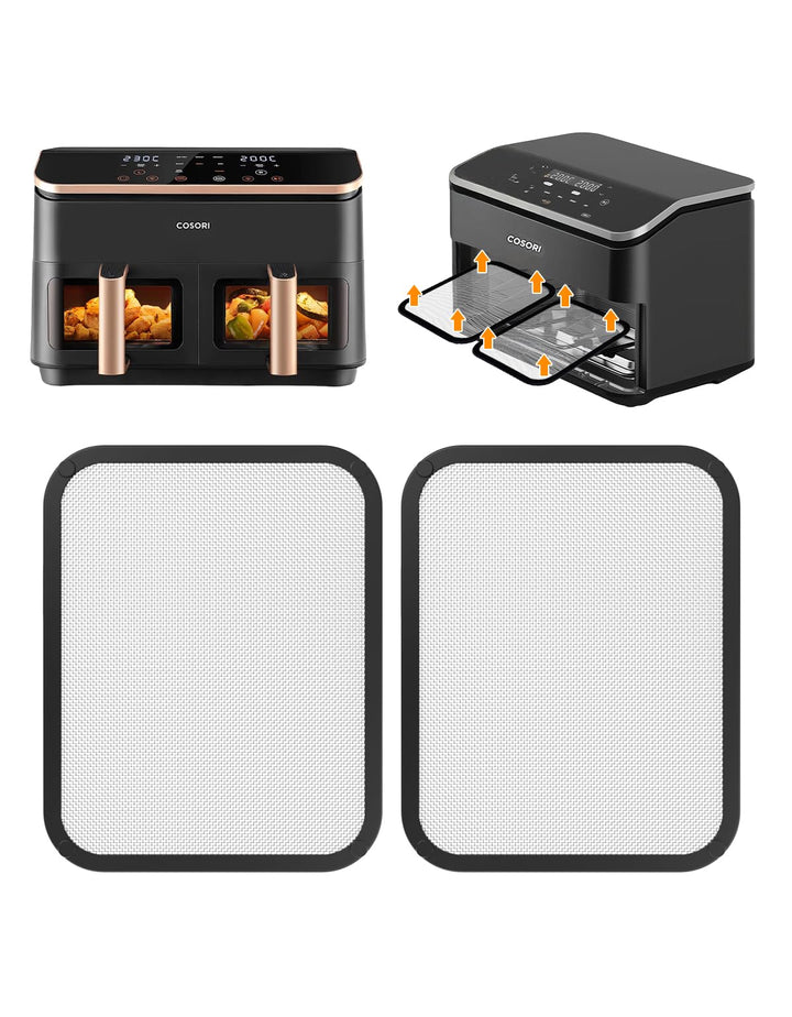 2 Stück Magnetischer Edelstahl Spritzschutz für COSORI Dual Blaze Twinfry 10L / COSORI Heissluftfrit