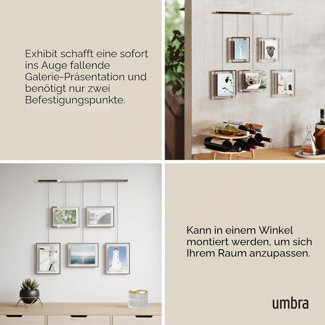 Umbra Exhibit Foto Collage Bilderrahmen – Flexibles Bilderrahmen-Set zur Horizontalen und Diagonalen