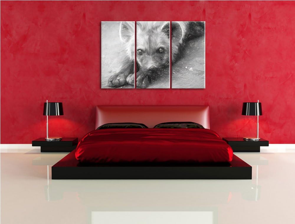 niedliche Hyäne Spezial 3-Teiler Leinwandbild 120x80 Bild auf Leinwand, XXL riesige Bilder fertig ge