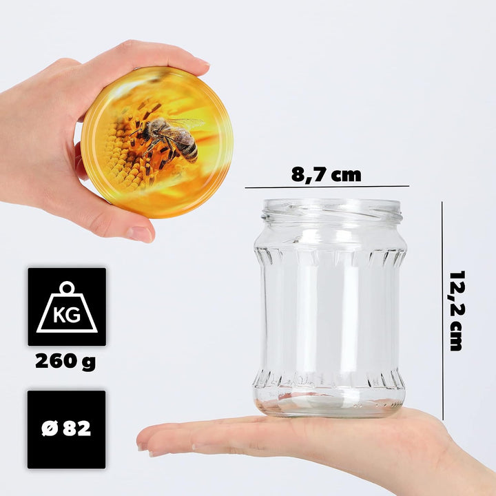 KADAX 24er Set Einmachgläser 500ml TO82 Biene, Sturzgläser Mason Jar mit Schraubdeckel, Luftdichte T