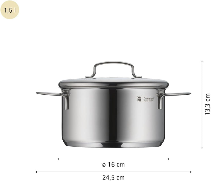 WMF Mini Topfset Induktion klein 5-teilig, Kochtopf Set mit Metalldeckel, Cromargan Edelstahl, Töpfe