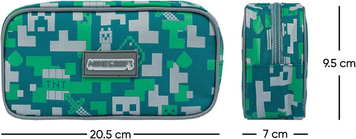 Baagl Minecraft Federmäppchen und Turnbeutel Set 2 Teilig für Jungen und Mädchen, Schule Mäppchen, G