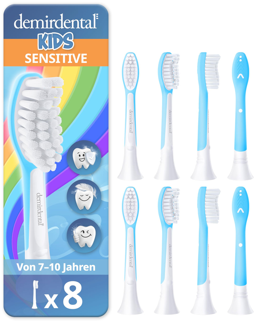 demirdental Kinder Ersatzbürsten passend für Philips Sonicare Kids, Bürstenköpfe ab 7 Jahre, entspri