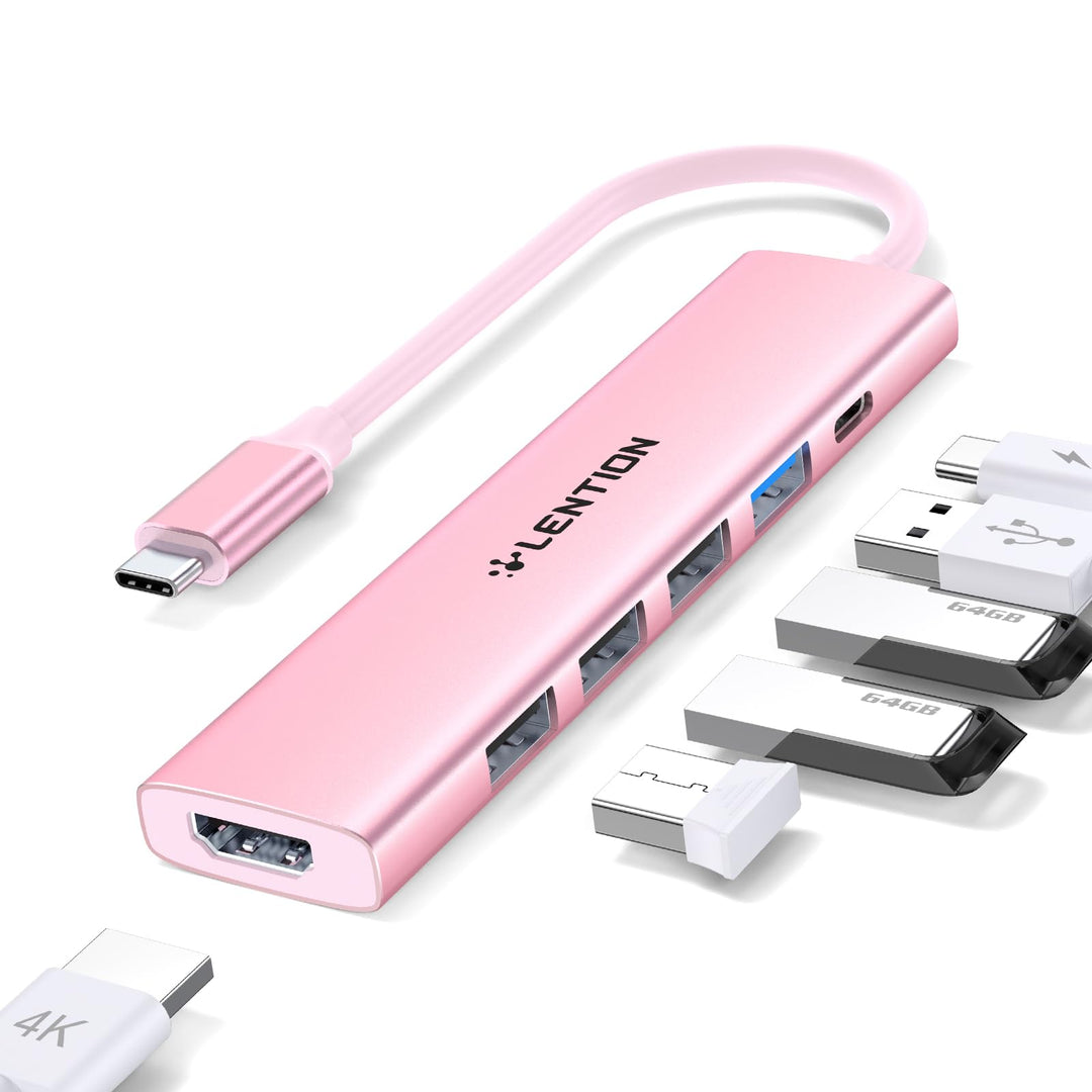 LENTION USB C Hub mit 100W PD Aufladung, 4K HDMI, USB 3.0 & 2.0 Adapter auf HDMI, Kompatibel 2026-20