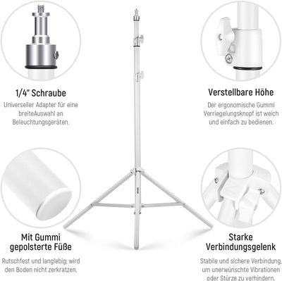 NEEWER Fotografie Lichtstativ 87cm–200cm, federbelastetes Aluminium Stativ mit ø28mm dickerem Rohrdu