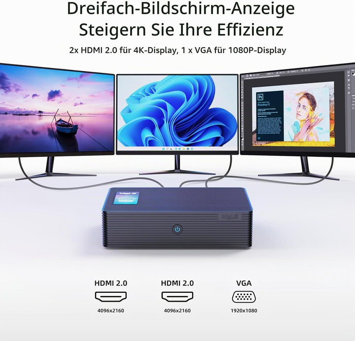 MeLE Mini PC, QuieterHD3 Celeron N5105 16GB 512GB Windows 11 Pro Mikrocomputer, Lüfterloser Kleiner