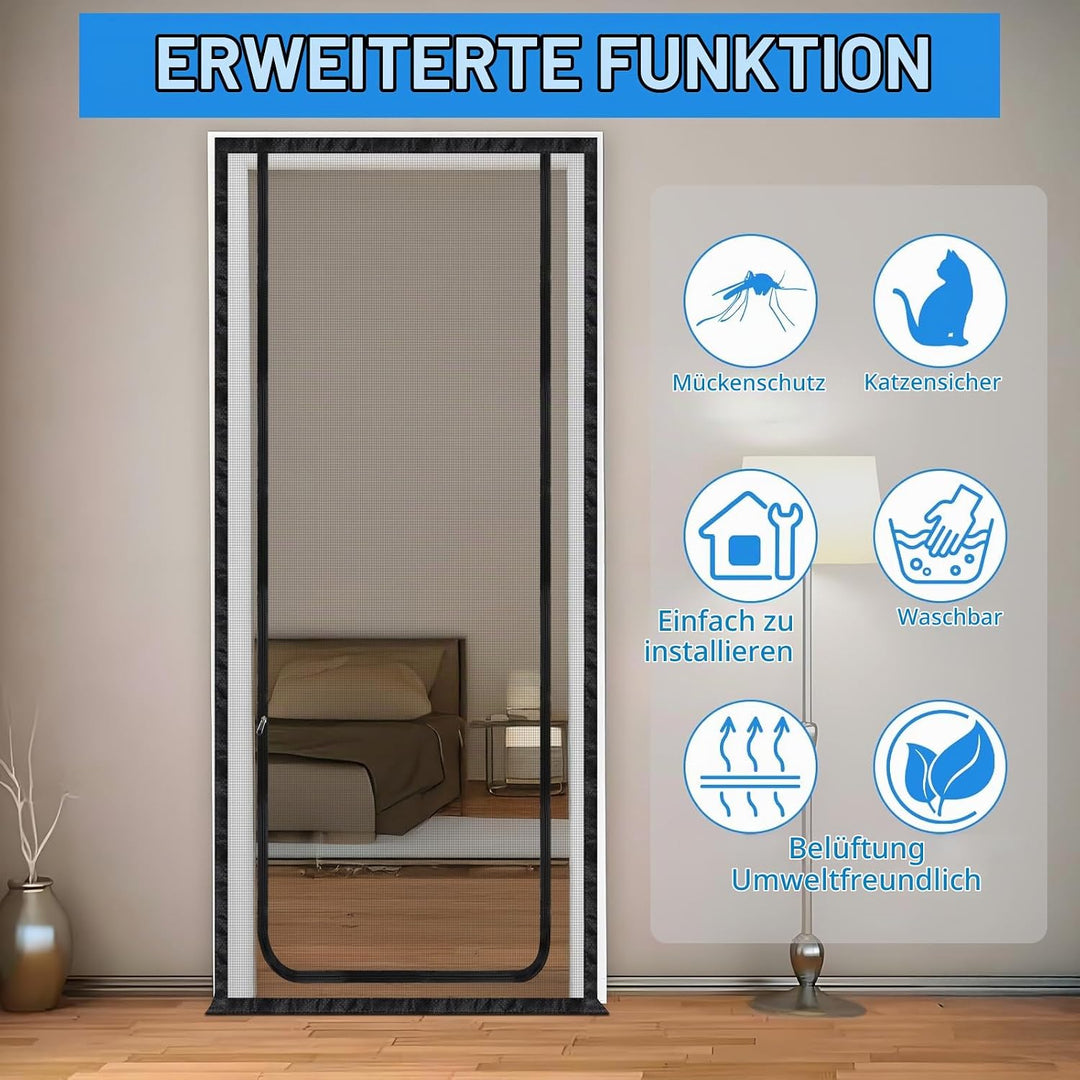 Katzennetz für Balkon, Katzengitter Tür mit Reissverschluss Katzen aus Laufen, Türgitter Katze, Haus