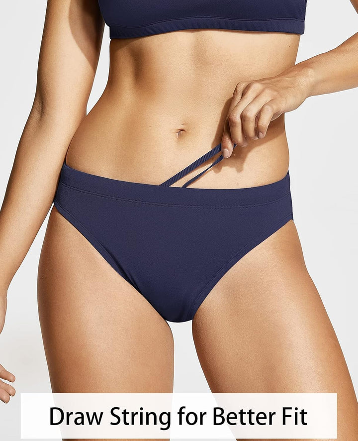 SYROKAN Damen Sport Badeanzug Bikini Set Bikinioberteil mit Licht Gepolstert XS Marine, XS Marine