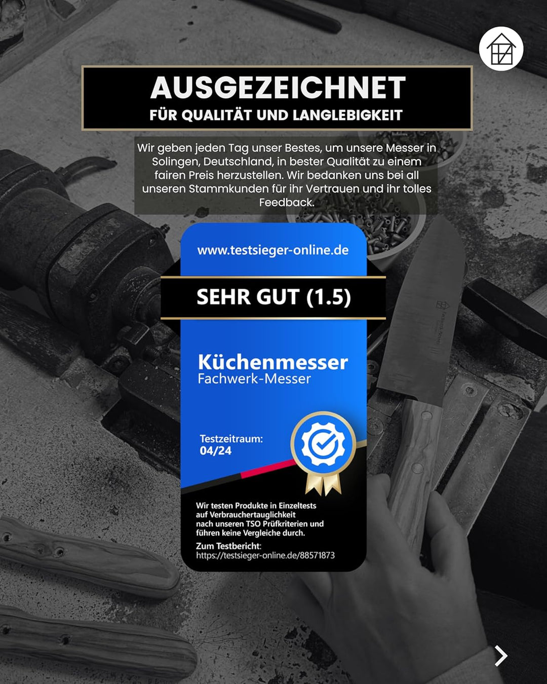 Fachwerk-Messer Mini Santoku-Messer - Kochmesser aus Solingen/Germany - Allzweckmesser/Universalmess
