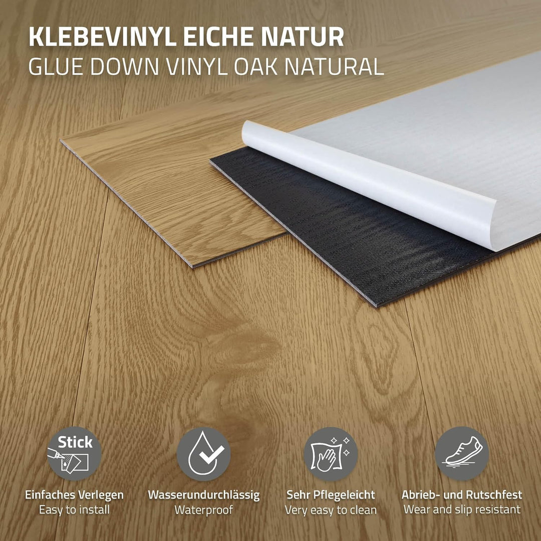 ML-Design Deluxe PVC Bodenbelag, Selbstklebende Vinyl-Dielen, Vinylboden, 91,5 cm x 15,3 cm x 2 mm,