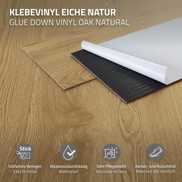 ML-Design Deluxe PVC Bodenbelag, Selbstklebende Vinyl-Dielen, Vinylboden, 91,5 cm x 15,3 cm x 2 mm,