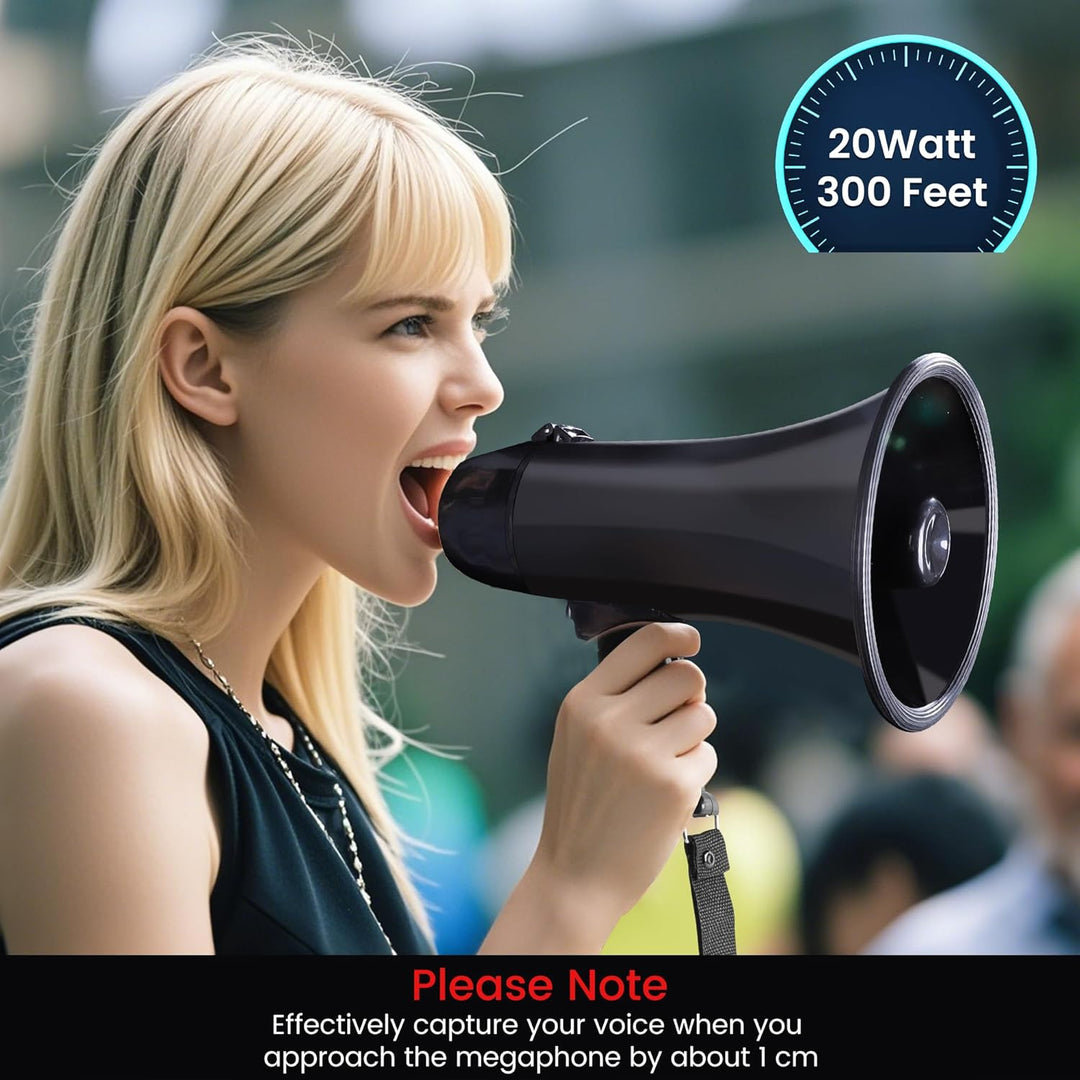 MyMealivos Tragbares Megafon Bullhorn 20 Watt Power Megafon Lautsprecher Sprach- und Sirenen-/Alarmm
