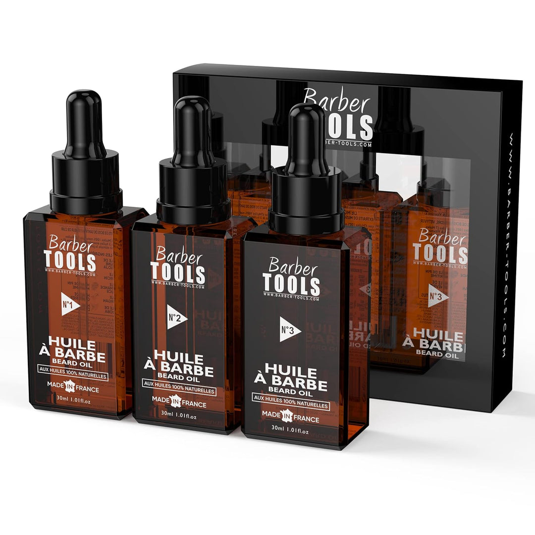 3er Set Bartöle | N°1/2/3 | 3X30ml - MADE IN FRANCE - Fördert das Bartwachstum - Mit RICIN Öl, 7 Pfl