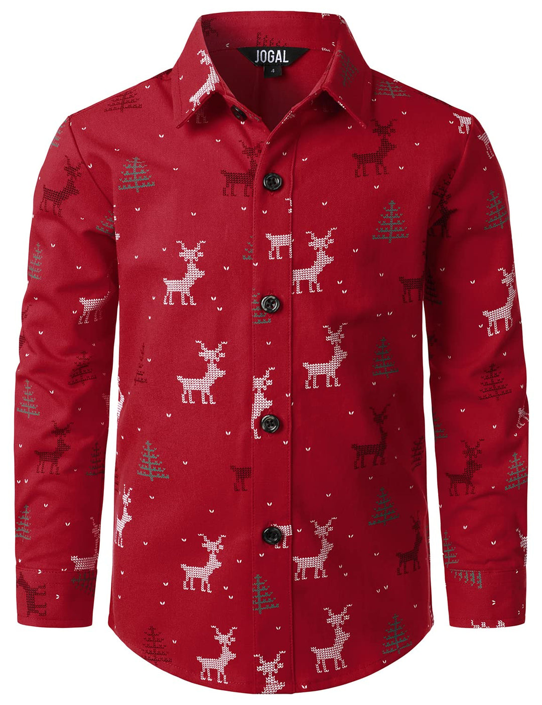 JOGAL Herren Funky Christmas Print Weihnachtsmann Hemd Langarm Button Up Freizeithemd Grosse Jungs 6