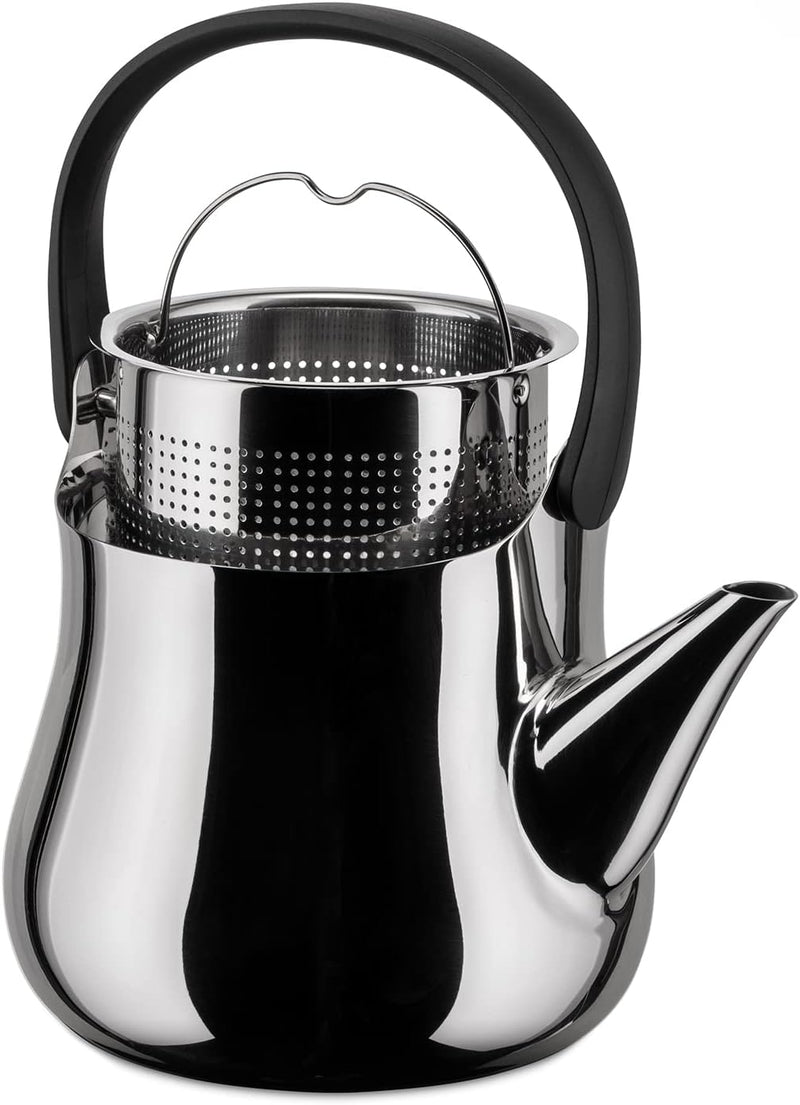 Alessi NF01 "Cha" Wasserkessel aus Edelstahl glänzend poliert, 90 cl, 3.7 x 16.5 x 4.3 cm