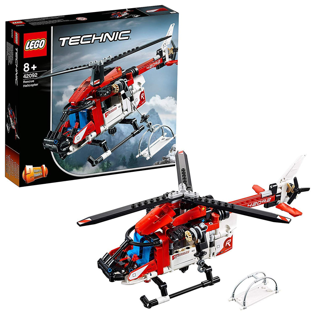 Lego 42092 Technic Rettungshubschrauber Bauset, 2-in-1 Flugzeug Spielzeug für Jungen und Mädchen ab