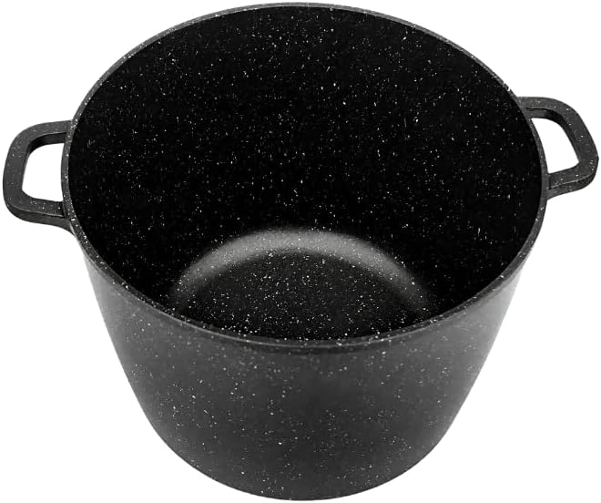 GOLDMANN 28 CM - 10L - Aluguss-Kochtopf/Suppentopf mit Glasdeckel und Silikongriffen, Marmor-Keramik