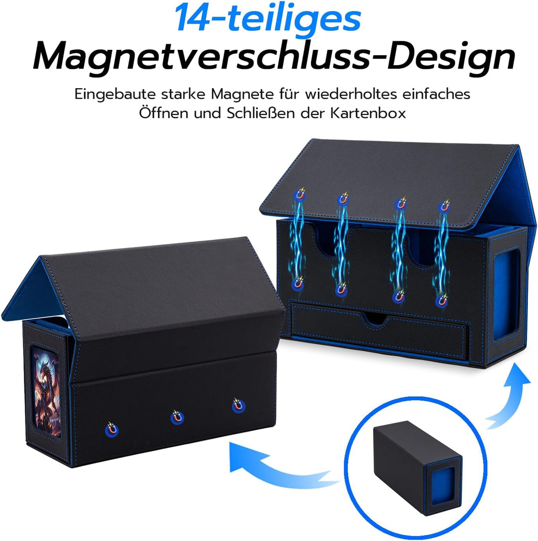 Doppelschicht Card Deck Box für MTG,Gathering Kartenbox mit Schaufenster und Würfelfach PU Leder Sta
