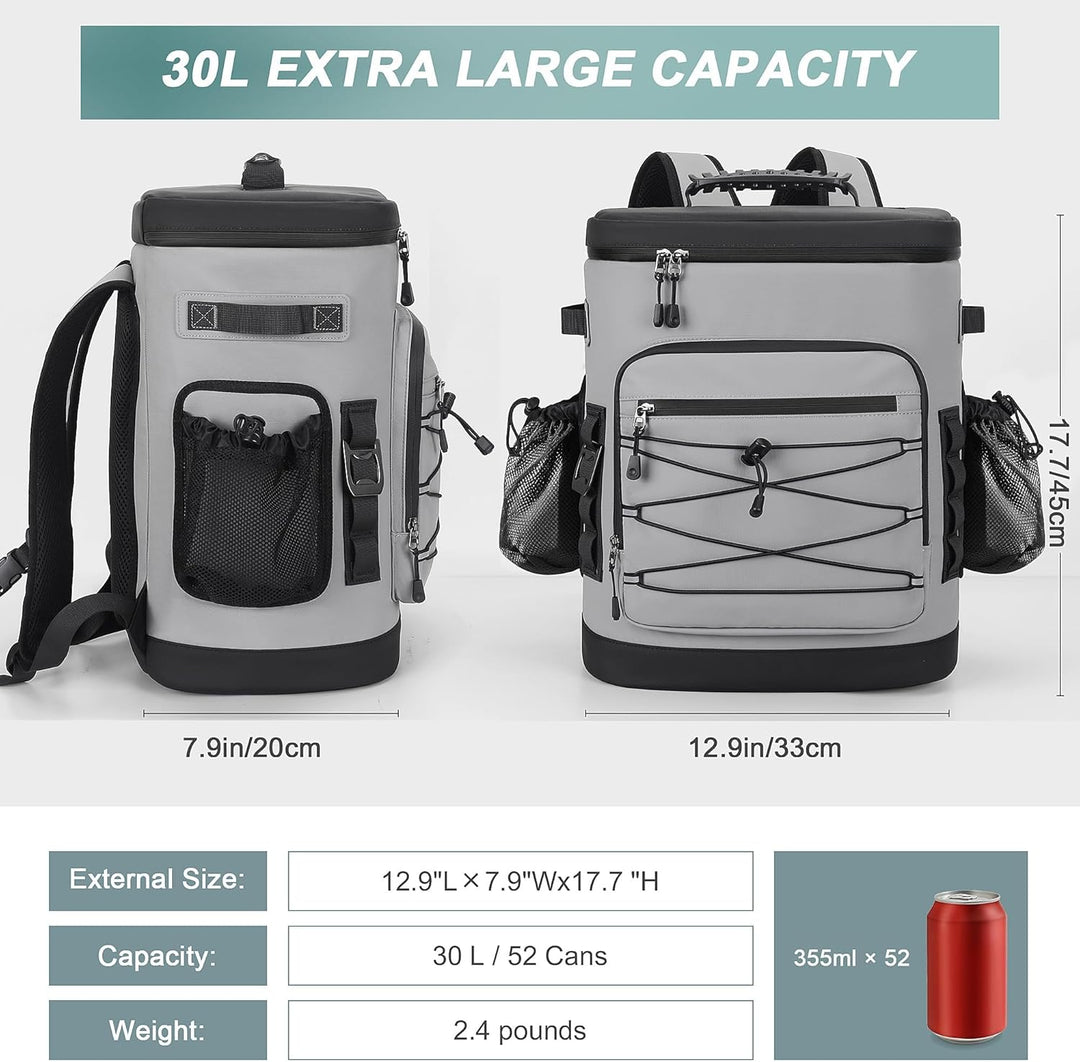 Kühlrucksack, 30L Grosse Thermo Kühltasche Rucksack, Wasserdicht Picknickrucksack Gross für Herren &