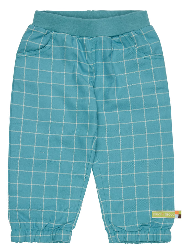 loud + proud Unisex Karo, GOTS Zertifiziert Hose 86-92 Topaz, 86-92 Topaz