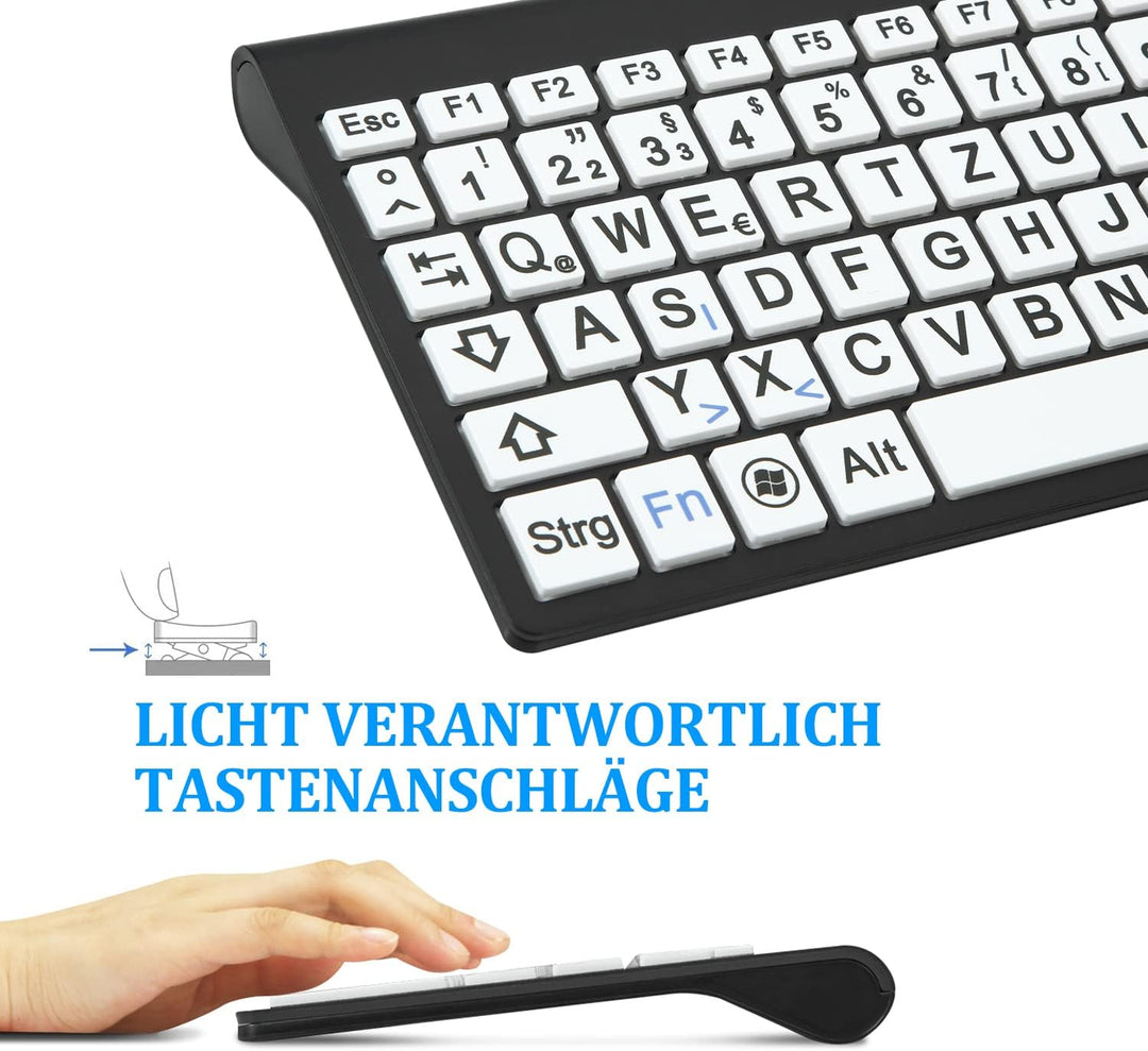 Kabellose 2,4-g-Tastatur und -Maus mit grossem Aufdruck in Originalgrösse mit übergrossem Aufdruck f