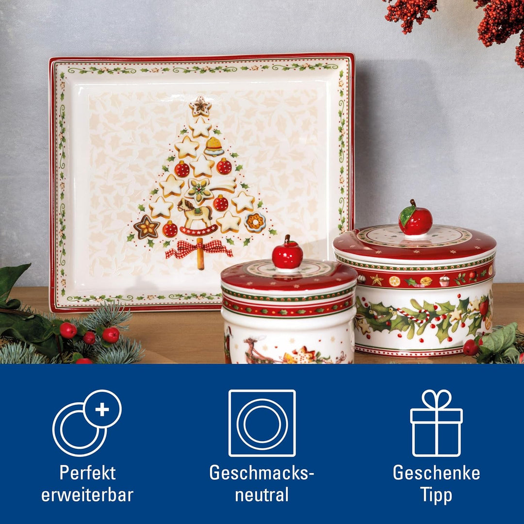 Villeroy und Boch Winter Bakery Delight Kleine rechteckige Servierplatte für Gebäck, Premium Porzell