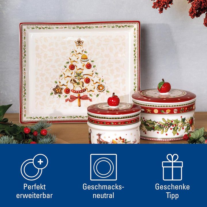 Villeroy und Boch Winter Bakery Delight Kleine rechteckige Servierplatte für Gebäck, Premium Porzell