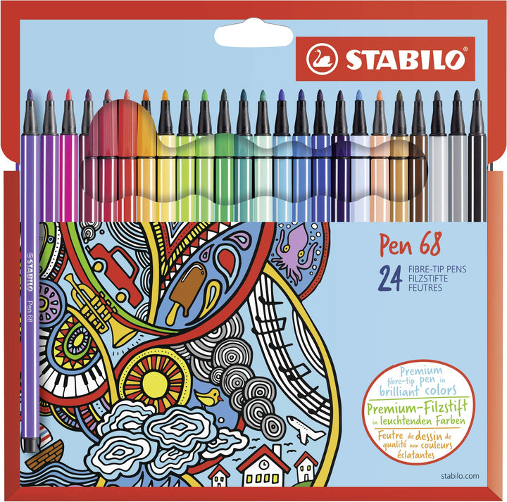 Premium-Filzstift - STABILO Pen 68 - 24er Pack - mit 24 verschiedenen Farben, 24er Pack