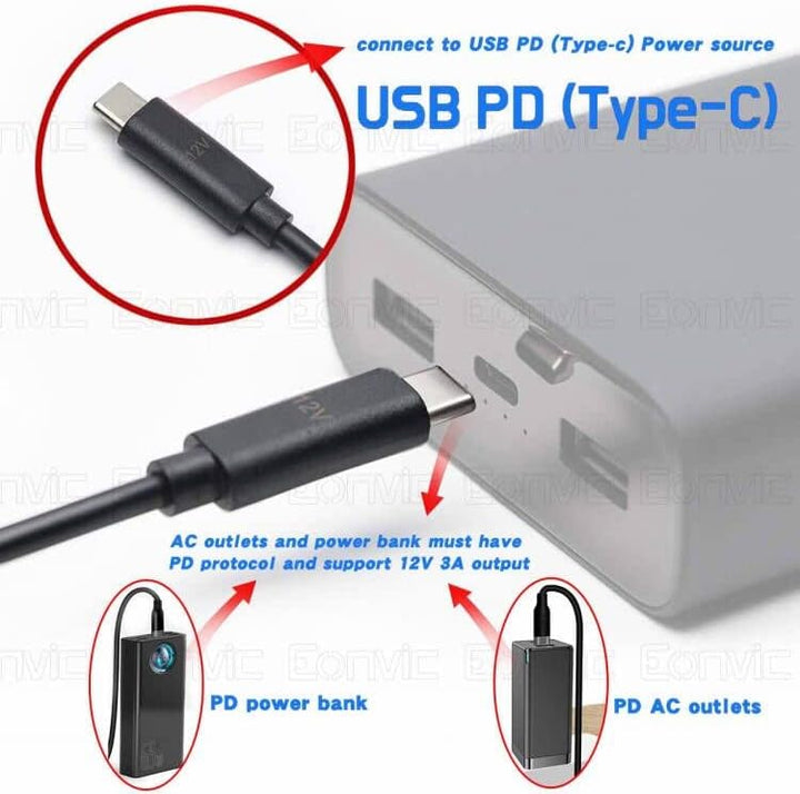 Eonvic USB 3.1 Typ C auf Verriegelung DC Power Jack PD Stromkabel für Atomos Ninja V Zwo ASI gekühlt