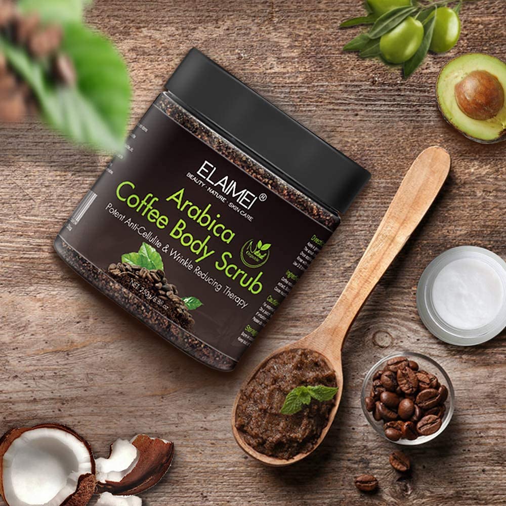 Natürliches Kaffee Body Scrub Peeling mit Bio-Kaffee-Körperpeeling, Face, Body Scrub Peeling Grau, G