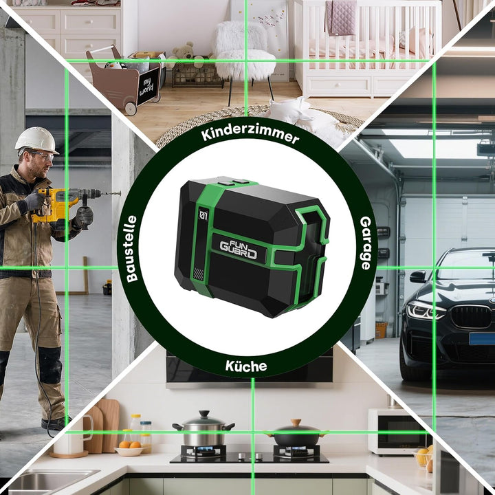 Kreuzlinienlaser 360° Grün 50M Selbstnivellierend Laser Wasserwaage Dual-Lasermodul, Linienlaser 3 M