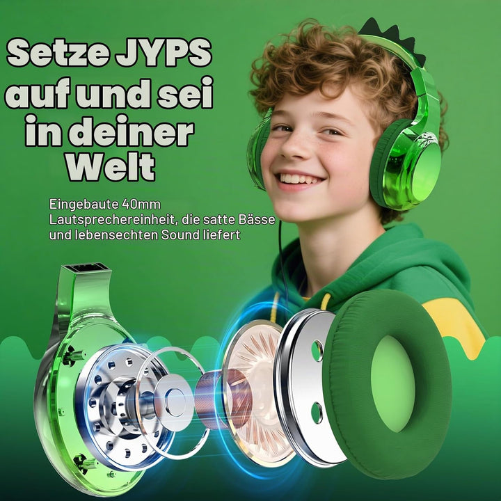 JYPS Bluetooth Kopfhörer Kinder, Metallisch Kabellose Kopfhörer Kinder Over Ear mit 74/85dBA Lautstä