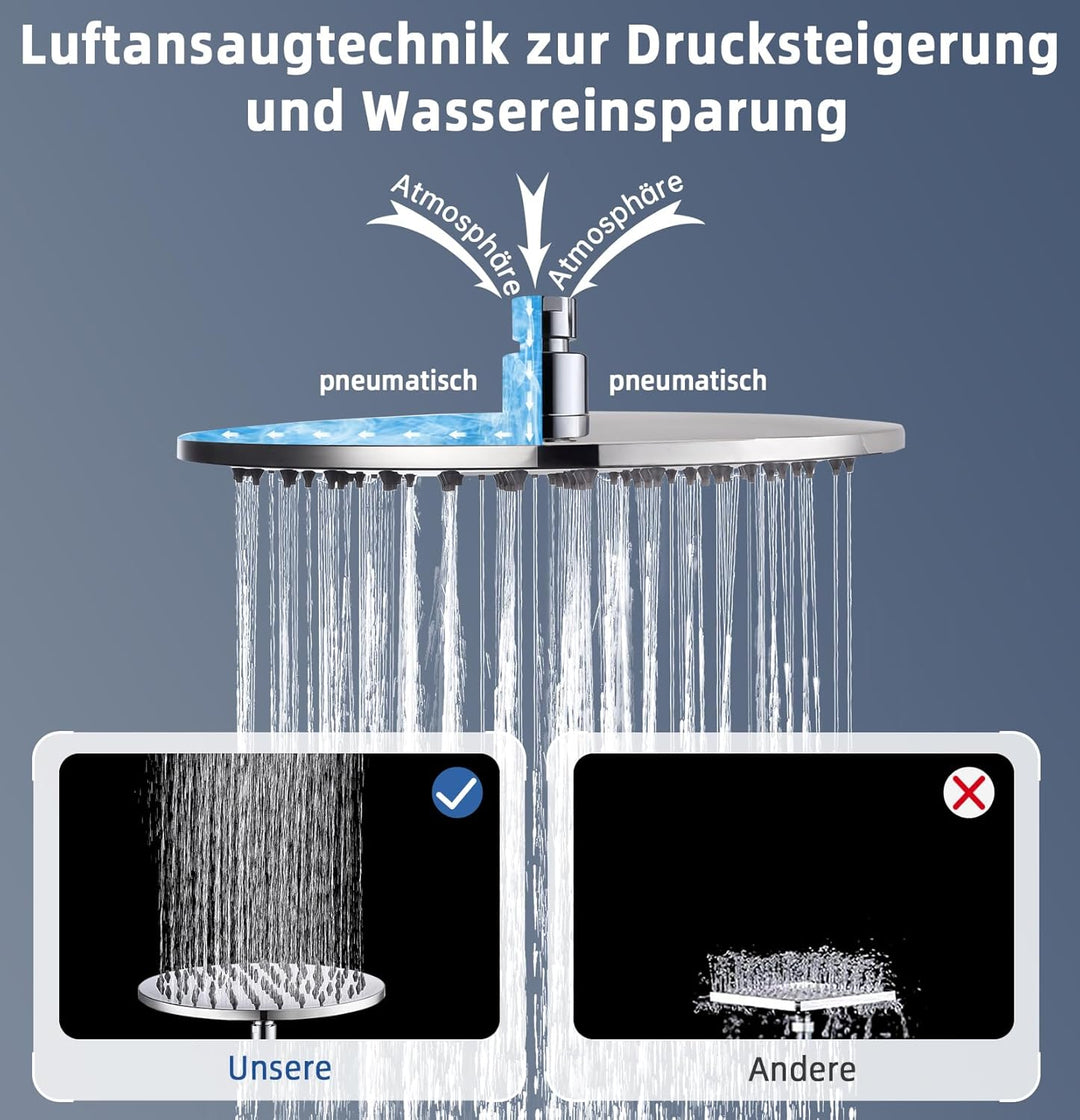 Duschkopf Regendusche, Edelstahl Regendusche Duschkopf, Anti-Kalk-Düsen (Chrom, 20 cm) Kreisförmig 2