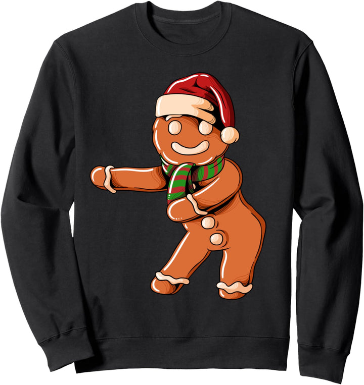 Lebkuchen mit Weihnachtsmütze Floss Dance an Weihnachten Sweatshirt