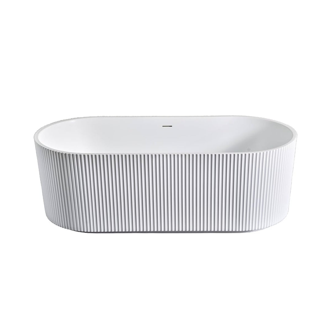 Belvit Rondo Freistehende Design Badewanne 170 x 80 cm, ovale Acryl Wanne mattweiss doppelwandig mit
