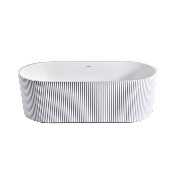 Belvit Rondo Freistehende Design Badewanne 170 x 80 cm, ovale Acryl Wanne mattweiss doppelwandig mit