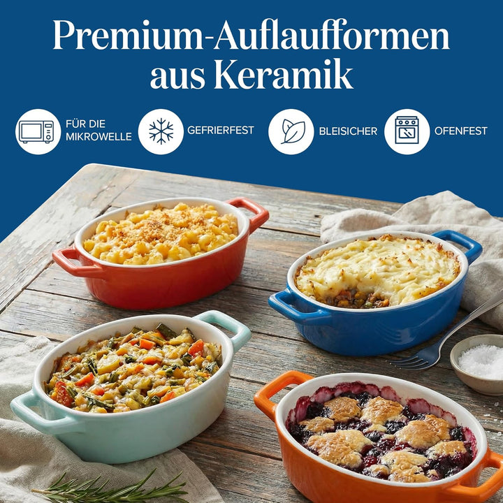 Joejis 4er Set Mini Auflaufform Backform - Kleine auflaufförmchen Keramik für den Backofen - Ideal f