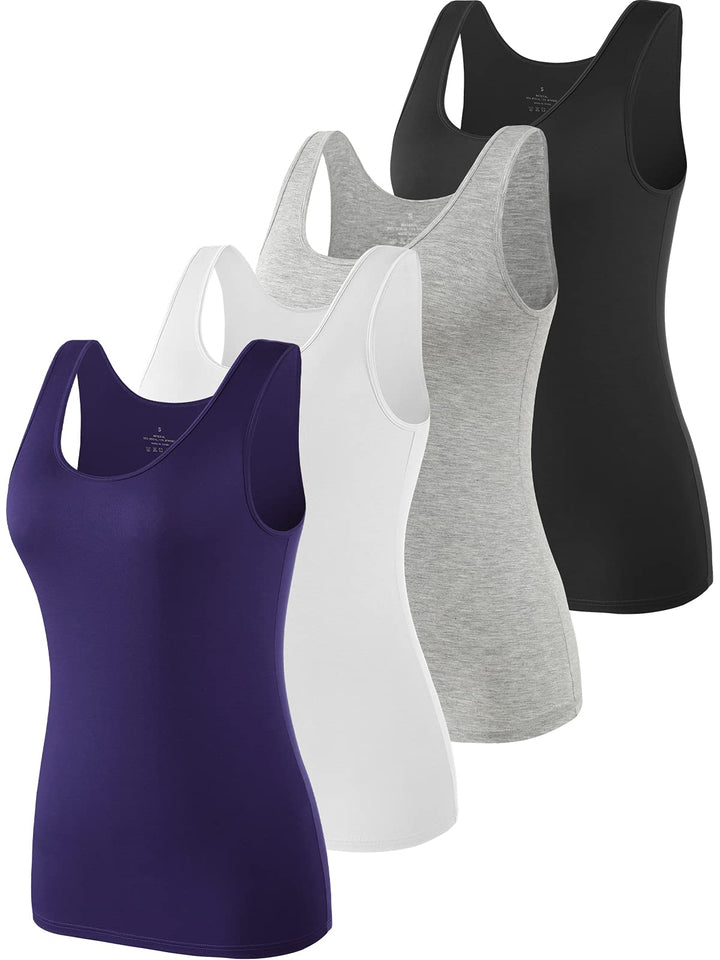 Ymmchy Tank Tops für Damen Unterhemd Stretch Workout Tops 4-er Pack S 4-pack Schwarz/Grau/Weiss/Dunk