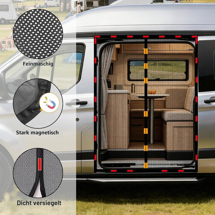 Moskitonetz Magnetisch für VW T5 T6 Schiebetür, Magnetisch Fliegengitter Auto Insektennetz Sonnensch