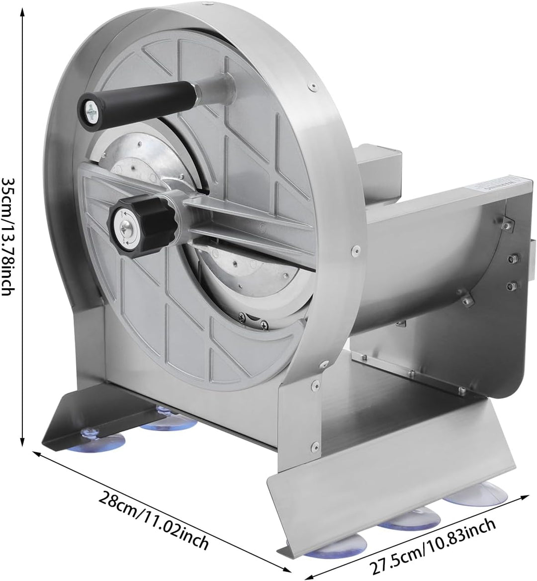Gemüseschneidemaschine Tischgerät, Manuell Edelstahl-Schneidegerät mit 6 Saugnäpfen Ø 1-10 mm, Schni